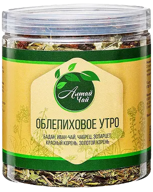 Банка чая 'Облепиховое утро' с травяным сбором